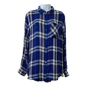 Topshop Plaid Long Sleeve Button Down Shirt